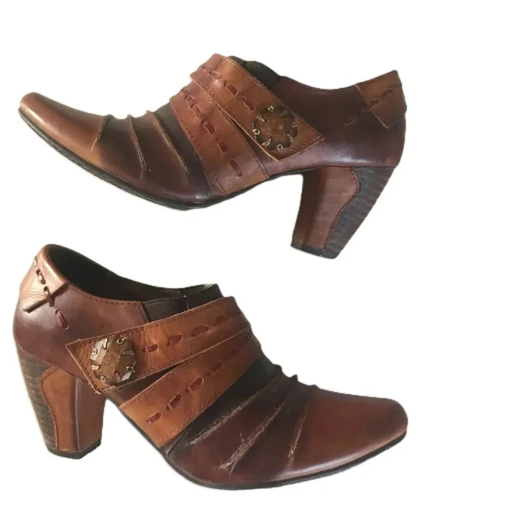 L'Artiste Spring Step Wondrous Heels Leather Western Brown - Size EU 38 / US 7